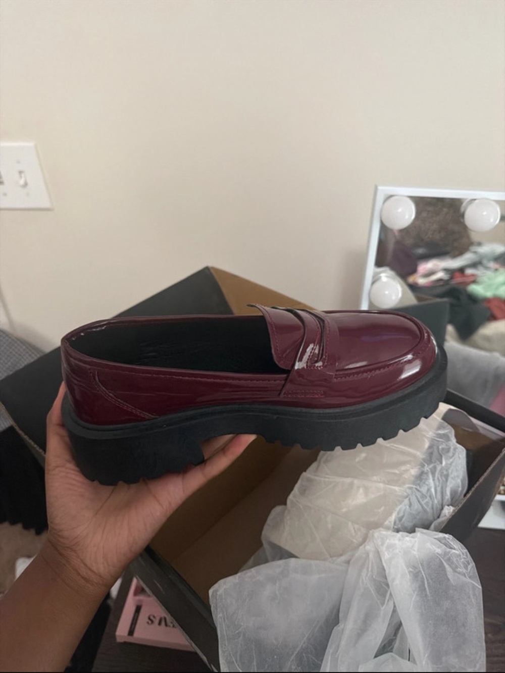 Chunky Penny Loafers in Burgundy